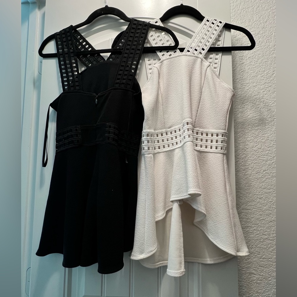 Peplum tops with zipper.